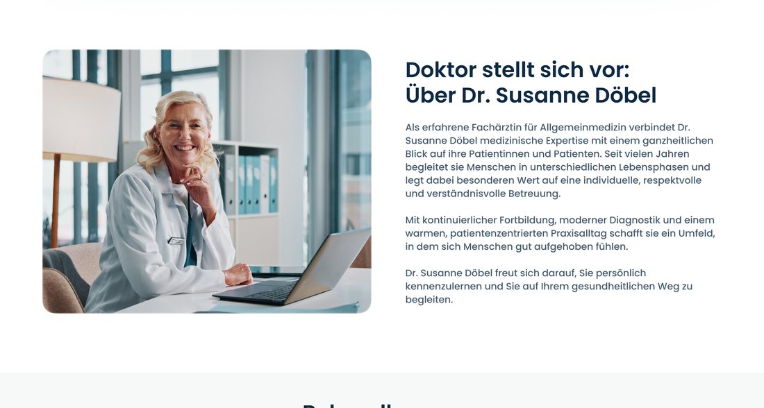 Beispiel: Bild-Text-Abschnitt mit Vorstellung der Ärztin